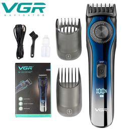 Electric Shavers VGR Professional Digital LCD Display Adjustable Beard Hair Clipper For Men Rechargeable Hair Trimmer Electric Hair Cutter Machin T240507