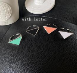 4 Colors Metal Triangle Open Ring with Stamp Women Letter Finger Rings Fashion Jewelry Accessories Top Quality264e73299524660111