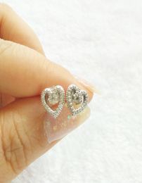 Wholesale- heart-shaped earrings for P 925 sterling silver with CZ diamonds high quality love vortex ladies earrings with original3323763