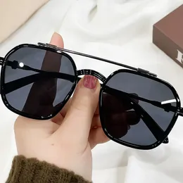 Sunglasses 2024 Korea Luxury Men's Eyeglasses Double Bridge Metal Frame Blue Light Optical Lenses Transparent For Elegant Women