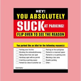 You Violation Sticker Like (50Pcs) Park An Idiot 3.5X2 Inch Bad Parking Cards Friendly No-Stop Prompts Can Be Removed ing