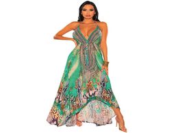 Design Elegant Fashion Ladies Summer Dresses Sexy Vintage Vneck Floral Halter Dress1437806