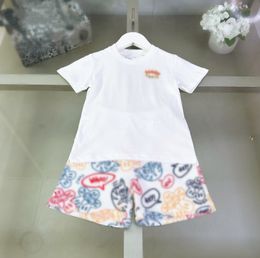 Boys Girls designer clothes sets kids letter printed short sleeve T-shirts with cartoon pattern loose shorts 2pcs summer children casual outfits Z8023