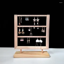 Jewellery Pouches 3 Layers Simple Retro Earrings Storage Display Rack Detachable Solid Wood Small Ornaments Holder Stand Props