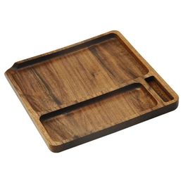 Wooden Natural Tray Square 190Mm Rolling Household Smoking Accessories With Groove Trays s