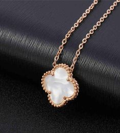 Wholale Ladi Clover Shell Pendant Stainls Steel 18K Rose Gold Women Necklace3123690