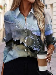 Women's Blouses Women Shirts & 2024 Fashion Ink Painting Printed Shirt Summer Casual Loose Comfortable Elegant Long Sleeves