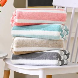 Towel Striped Bath Coral Velvet Beach Absorbent Face 70X140Cm Gift Towels