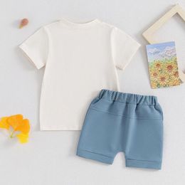 Clothing Sets Toddler Baby Boy Outfit Letter Print Short Sleeve T-shirt Tops Drawstring Shorts 2Pcs Cute Summer Clothes