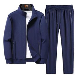 Men's Tracksuits New mens spring and autumn mens sportswear 2-piece set of sportswear jacket+pants sportswear mens track and field clothing Asian size 6XL 7XL 8XLL2405