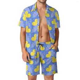 Men's Tracksuits Rubber Ducks Men Sets Cute Animal Print Fashion Casual Shirt Set Short Sleeve Graphic Shorts Summer Beach Suit Plus Size