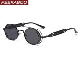 women retro steampunk sunglasses male vintage 2020 black red men sun glasses round metal frame uv400 summer party2488098