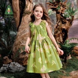 女の子のドレスアミラ2024夏の新しいノースリーブレディースウェアガールズと子供に適した折り畳まれた折りたたみ式シルエットドレスソフトアンドスキンフレンドリー240508