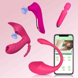 Other Health Beauty Items Combo Wireless Bluetooth G Spot Dildo APP Vibrator for Women 3 in 1 Sucker Clitoris Remote Control Wearable Panties s Y240503