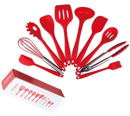 Cooking Utensils 10pcsset Silicone Kitchen Utensil Heat Resistant Spatula Serving Mixing Spoon Tongs Ladle Gadget NonStick Bakin357950697