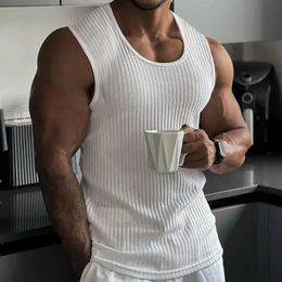 Mens Slim Fit Sweater Vertical Stripe Vest Knitted Tank Top Sleeveless New Summer Fashion Designer Brand Pullover High Quality Polo Shirt Men's T-Shirts Oversized
