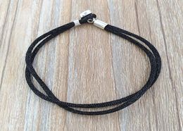 Fabric Cord Bracelet Black Authentic 925 SilverFits European Style Jewellery Charms Beads Andy Jewel 590749CBK-S1752633