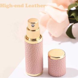 Fragrance High end leather luxury 5ml refillable perfume atomizer portable travel spray bottle superfine fog cosmetics gift perfume Y240503