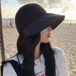 Wide Brim Hats Fashion Summer Women Bucket Hat UV Protection Sun Soft Foldable Outdoor Beach Panama Cap Baseball Caps