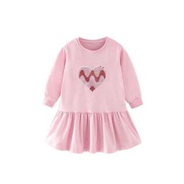 Girl's Dresses Jumping Metres 2-7T Heart Beading Princess Girls Dresses For Autumn Winter Children Clothes Cartoon Lovely Kids Party DressesL2405