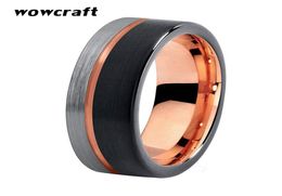 8mm Rose Gold Black Tungsten Men039s Jewelry Ring Wedding Band Brushed Finish Engagement Anniversary Ring with Confort Fit9896341