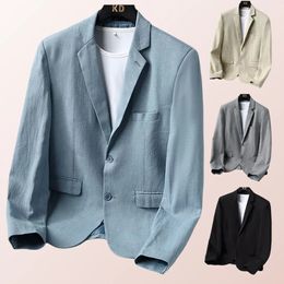 Mens COTTON Linen Casual Blazer Slim Fit Suit JacketSuitable for Spring and Autumn Polyester Lining Plus Size M6XL 240430