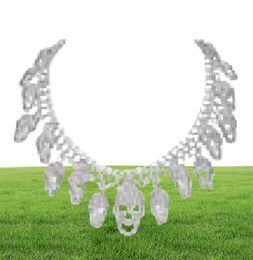 Tuliper Halloween Skull Necklace For Women Crystal Rhinestone Choker Party Jewellery Accessories Gifts Iced Out Chain Chokers8522420