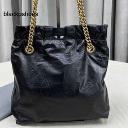 Balencig Le Cagole as small bag Crush black leather tote agedgold 2023 hardware womens shoulder bags crossbody chain strap drawstring closure handbag totes pur SQ4F