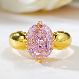 14K Gold Pink Moissanite Diamond Ring 100% Real 925 Sterling Silver Party Wedding Band Rings for Women Bridal Engagement Jewellery