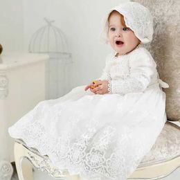 Christening dresses 0-2 Year Childrens Long Lace Christmas Dress Baby Girl Wedding Little White Baptist Party Q240507