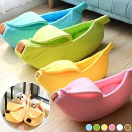 Cat Beds Furniture Funny Banana Cat Bed House Cute Cosy Cat Mat Beds Warm Durable Portable Pet Basket Multicolor Kennel Dog Cushion Cat Supplies d240508