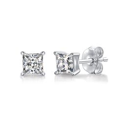 stud earring Colour Princess Cut Moissanite Earring s925 Sterling Sliver Plated with 18k White Gold Earrings for Women Fine Jewel1519633