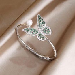Bangle Classic Luxury Crystal Butterfly Adjustable Bangles For Women Fashion Brand Jewellery Zirconia Insect Bracelets Accessories