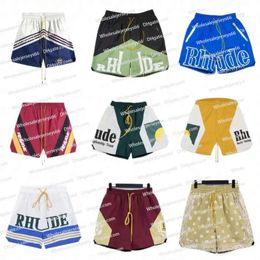 2024 New Rhude Basketball Shorts Mens Beach Short Running Pants Sports Fi Shorts Summer Casual Versatile Quick Drying Breathable Mesh