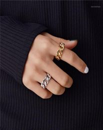 Cluster Rings Punk Gold Silver Colour Chunky Chain Link ed Geometric For Women Vintage Open Adjustable Midi Ring16063810