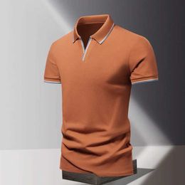 hirts 2024 pure cotton short sleeved mens T-shirt summer trendy brand high-end polo shirt with collar and business top with collar J240506