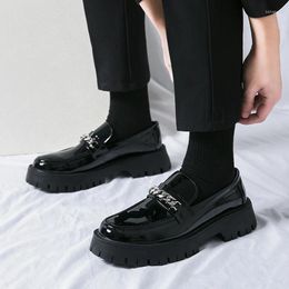 Casual Shoes High-end Platform Dress Loafers Social Mens Wedding Office Formal Business Leather Slip-on 2024 Spring