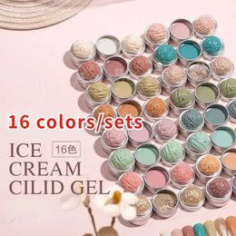 Nail Gel 16 colors/set 64 Colours solid nail polish gel ice cream texture glue mixed with gradient paint filling can Q240507