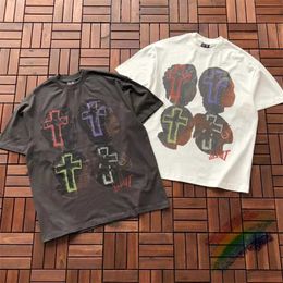 Men's T-Shirts Gray White Saint T Shirt Men Women Best Quty Cross Print T Tops T240508