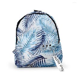 Backpack Trendy Leaf Pattern Backpacks Boys/Girls Pupil School Bags 3D Print Keychains Oxford Waterproof Funny Cute Small