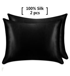 1 Pair 100 Mulberry Silk Pillowcase with Hidden Zipper Nature Pillow Case for Healthy Standard Queen King 4882081