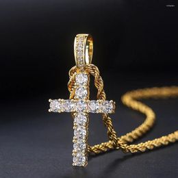 Chains Rap Cross Pendant Necklace For Women Jewellery Female Statement Men Iced Out Chain Wholesale Gold Colour HIPHOP Jewelery