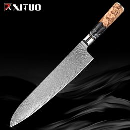 XITUO 9 Inch Damascus Chef Knife, Professional VG-10 Damascus Super Steel Kitchen Knife, Ultra Sharp Cooking Knife Slicing Knife