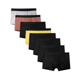 Underpants 4Pcs Men Boxer Ventil Mens Panties Underwears Breathable Sexy Male Boxer Solid Underpants Comfortable Underwear Mens Boxers Hot Y240507