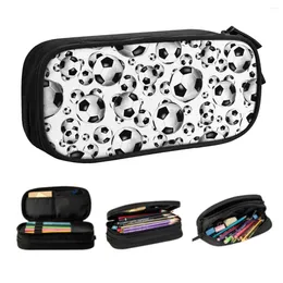 Custom Soccer Ball And Goal Teal Pattern Kawaii Pencil Cases Girl Boy Large Capacity Socce Box Students Stationery