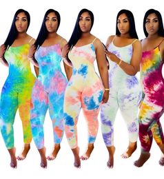 Designer Women Jumpsuit Tie Dye Pajama Onesies Sleeveless Summer Playsuits Rompers Plus Size Dhl Styles Clothing 8164100332