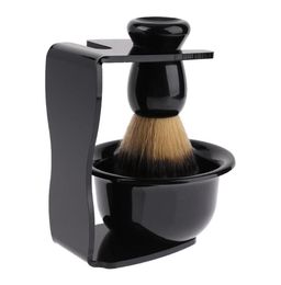 3 in 1 Shaving Brush Badger Handle Synthetic Shaving Bowl Mug Razor Stand Holder Set Beard Brush For Barber Men6097449