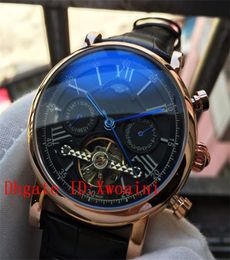 Mens Watches Top Luxury Swiss Brand Watch Automatic Mechanical Hand Windin Waterproof Tourbillon Watch Natural Leather Watch Black8370018