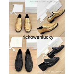 the row The row Gold Thick Heel Eel Skin Small Design Handmade Lucky Shoes Single Shoes Women's Small Leather Shoes XVA9