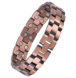 Vintage Pure Copper Magnetic Pain Relief Bracelet for Men Therapy Double Row Magnets Link Chain Men Jewelry3473451